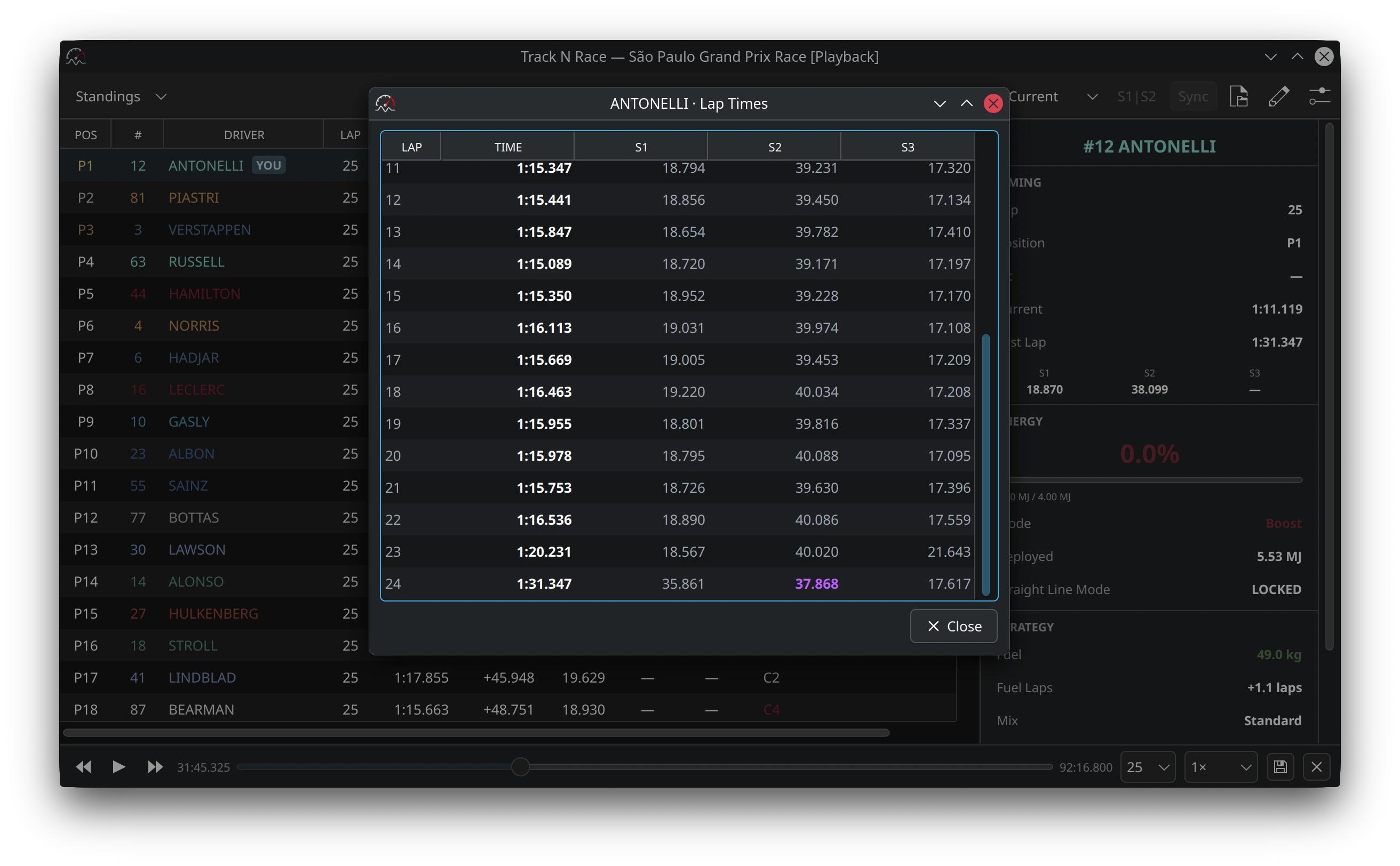 Qt frontend: View Previous Times